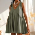 thumbnail image 3 of VUPSGEZ Womens Summer Sleeveless Mini Dress Casual Loose V Neck Sundress With Pockets (Green,XS), 3 of 5