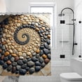 thumbnail image 2 of Shower Curtain" Spiral  Pebbles  Leaves  Natural  Art, 2 of 5