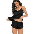 thumbnail image 2 of Women's Silk Satin Pajama, Ladies V neck Camisole Pajamas Set Soft, Two-Piece Pj Sets Sleepwear Loungewear Cami Shorts Pj Sets S-XXL, 2 of 8
