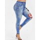 thumbnail image 2 of Más el tamaño del patrón de flor 3D del cráneo Alta subida del Jeggings Rosegal Leggings de talla grande, 2 of 5