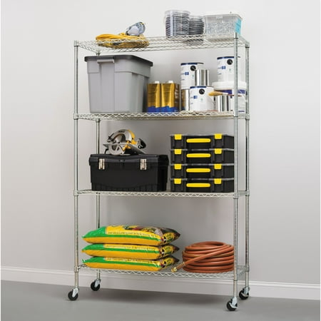 Alera Complete Wire Shelving Unit With Casters Four Shelf 48 X 18 Alera Complete Wire Shelving Unit With Casters Four Shelf 48 X 18 72 Silver Com