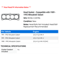 thumbnail image 2 of Head Gasket - Compatible with 1989 - 1992 Mitsubishi Galant 1990 1991, 2 of 2