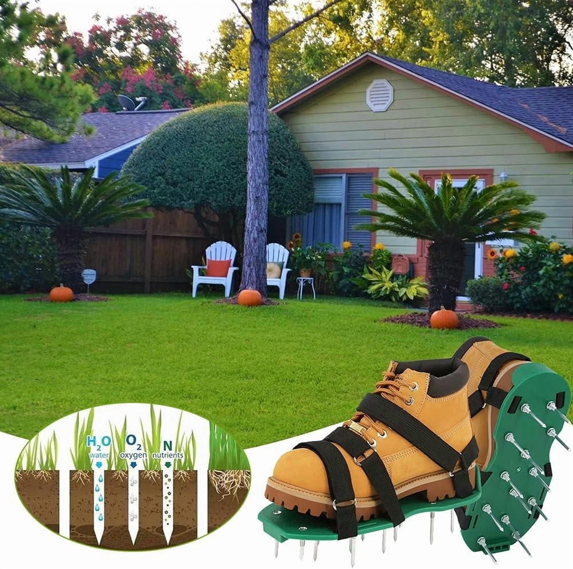 Lawn Aerator Garden Nail Shoes Grass Loose Soil Tool 5cm Long Nail Lawn Aerator Spikes Shoes Self-Leveling Epoxy Yard Cultivator(Black)