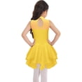 thumbnail image 2 of Sxiwei Kids Girls Figure Ice Skating Leotard Dress Mesh Splice Rhinestone Roller Skating Dance Yellow 10, 2 of 7