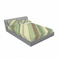 thumbnail image 3 of Ambesonne Vintage Fitted Sheet & Pillow Sham Set, Diagonal Stripes Grungy, Twin, Cream Green Red, 3 of 3