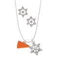 thumbnail image 1 of Delight Jewelry Acrylic 3/4" Orange Megaphone Silver tone Snowflake Charm Necklace and Stud Earrings, 1 of 4
