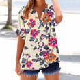 thumbnail image 2 of Uaswgudfs Plus Size ​Women's V-Neck Floral & Bird Print Blouse: Relaxed Fit & Lightweight Fabric for Trendy Summer TopsMulticolor-AS, 2 of 5