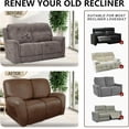 thumbnail image 6 of Loveseat Recliner Cover Leather Recliner Loveseat Covers Recliner Sofa Cover for 2 Seater Reclining Couch Spandex Fabric Washable 6 Pieces (2 Seater, 01 Brown), 6 of 13
