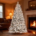 thumbnail image 4 of Bringstar 4.5ft Pre-Lit Snow Flocked Christmas Tree with Pine Cones and 250 Lights, Hinged Artificial Xmas Tree for Holiday Decoration, 4 of 11
