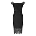 thumbnail image 4 of Puntoco Vestido De Manga Corta Con Cuello En V, Vestido De Mujer De Color Liso Con Un Solo Hombro, Manga Corta, Cuello En V, Encaje, Hueco, Que Cubre La Cadera, Vestido Negro M, 4 of 7