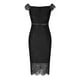 thumbnail image 4 of Puntoco Vestido De Manga Corta Con Cuello En V, Vestido De Mujer De Color Liso Con Un Solo Hombro, Manga Corta, Cuello En V, Encaje, Hueco, Que Cubre La Cadera, Vestido Negro Xxxl, 4 of 7