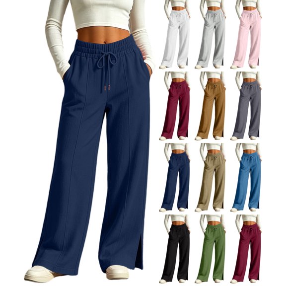 Wide Leg Sweatpants for Women Fashion Casual Straight Solid Color Loose Pants Gym Workout Training