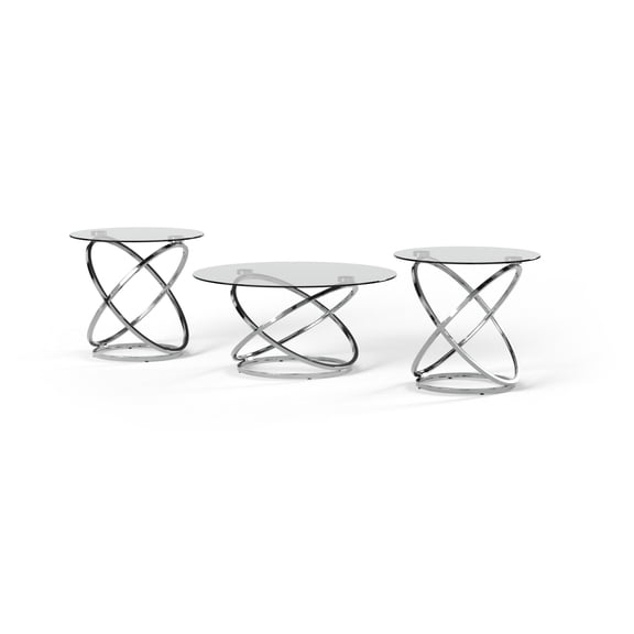Signature Design by Ashley Contemporary Hollynyx Table (Set of 3) Chrome Finish