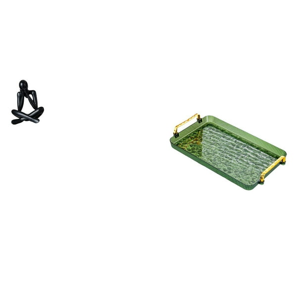 Figura de escritorio, escultura abstracta, bandeja para servir rectangular con asa, adorno decorativo minimalista, material PP resistente, ideal como