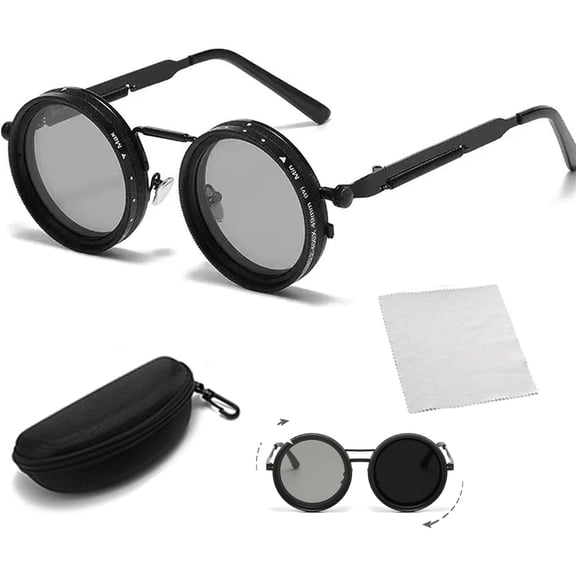 400V Adjustable Tint Sunglasses, 1-9 Gear Polarized Lens with ND9 Filter for Driving & Outdoor, UVA/UVB Protection, Retro Style for Men & Women