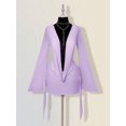 thumbnail image 5 of Mauve Purple Plunging V-Neck Mini Dress With Bell Sleeves And Twist Front Detail, 5 of 8