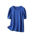 thumbnail image 1 of Timegard Hauts pour Femmes Grande Taille Manches Courtes Bouffantes Froncées Col Rond Blouse Confortable Été Décontractée Ample, 1 of 1