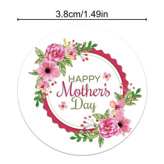 YYKihy Happy Mother's Day Gift Stickers Sweet Hot Pink Heart Design For Mother's Day Decorations Gift Wrap 1.5 Inch 5 Total Labels