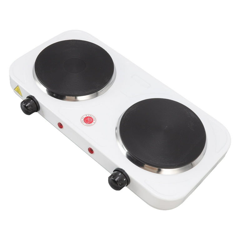 Electric Stove 2000W Double Heating Plates Portable Countertop Stove for  Kitchen Dormitory Office White US Plug