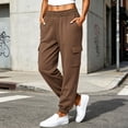 thumbnail image 4 of Zormilly Cargo Sweatpants for Women Fall Winter Elastic High Waisted Joggers with Pockets Hiking Sports Loose Sweatpants, S-3XL, 4 of 8