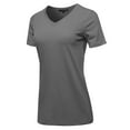 thumbnail image 2 of A2Y Women's Basic Solid Premium Cotton Short Sleeve V-neck T Shirt Tee Tops Ash Grey 1XL, 2 of 6