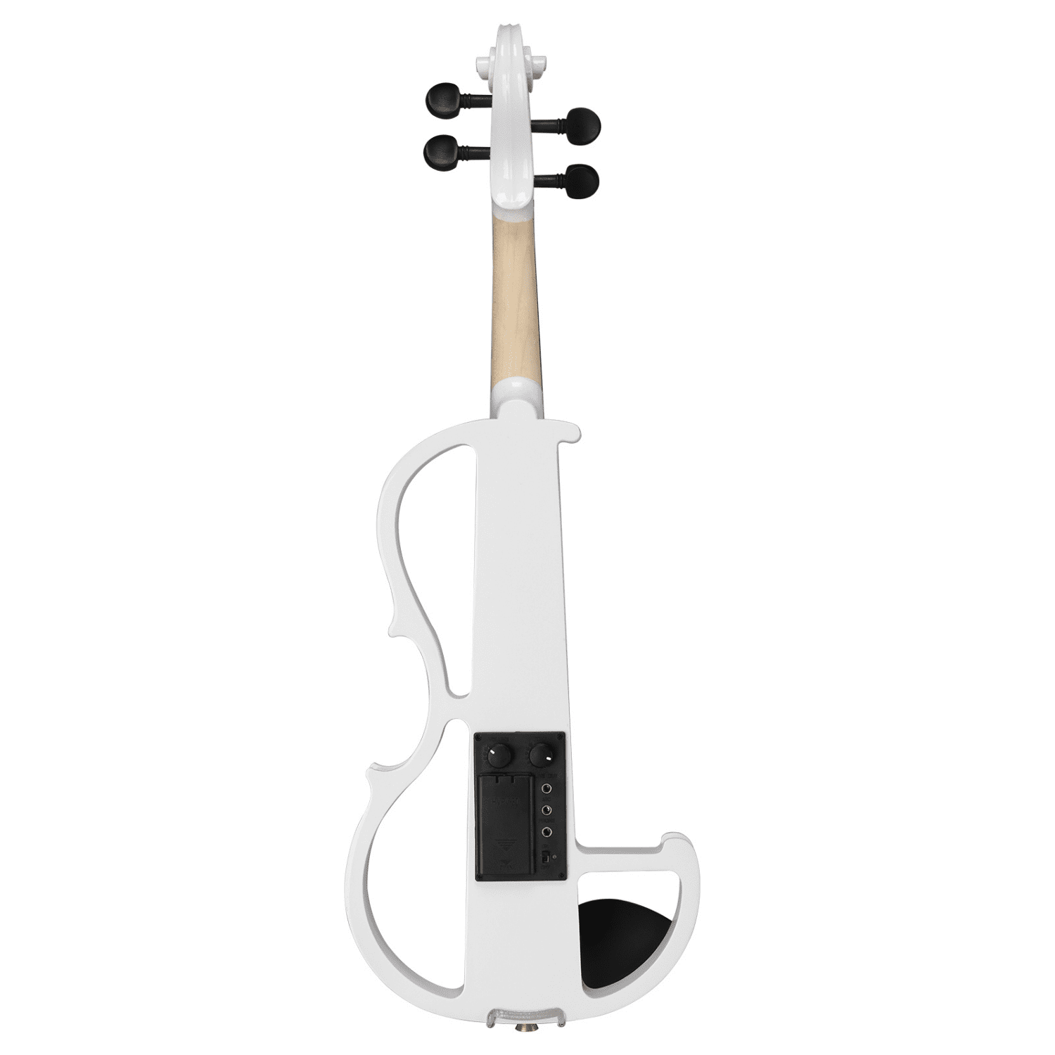 Hassch Electric Violin 4/4, Full Size Silent Violin Set for Adults Beginner, Fiddle with Case, Bow, Rosin, Headphones and Connecting Line, White
