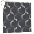 thumbnail image 2 of DouZhe Retro Geometric Hexagons Pattern Shower Curtain, Waterproof Bath Curtains for Bathroom Decorations, 72 x 72 inches, 2 of 7