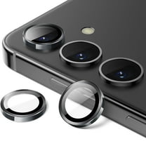 for Samsung Galaxy S24 Camera Lens Protector, 9H Tempered Glass Camera Cover Screen Protector Metal Individual Ring for Samsung Galaxy S24, Black