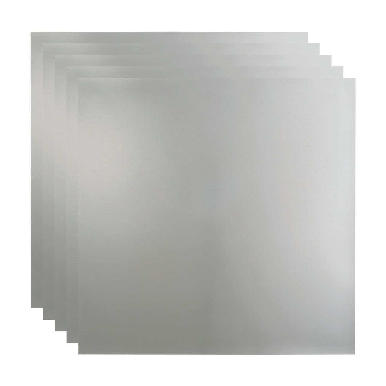 FASÄDE Flat Decorative Vinyl 2ft x 2ft Lay in Ceiling Panel in Brushed Aluminum (5 Pack)