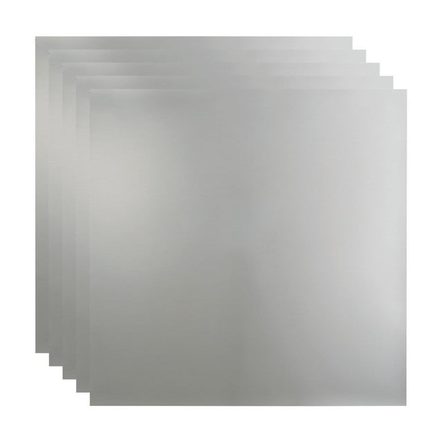 Fasade Flat Panel 2ft x 2ft Vinyl Lay In Ceiling Tile Brushed Aluminum 5pk