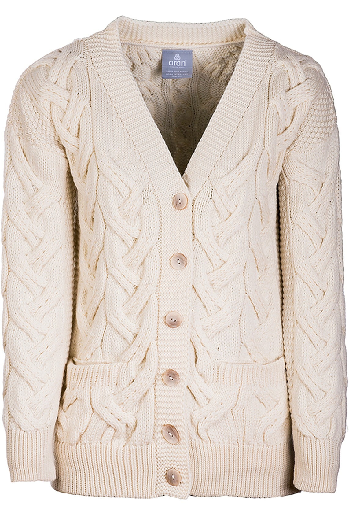 Aran Woollen Mills Irish Cardigan Sweater for Women Made in Ireland