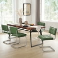 thumbnail image 5 of ONEVOG 19.3'' Mid-Century Modern Dining Chairs Set of 2, Faux Leather Cantilever Kitchen Chairs with Chrome Legs for Kitchen Dining room, Green, 5 of 9