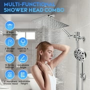 Doulami Shower Head, 8 inch Rain Showerhead, 10 Stage Shower Filtered , 10 Spray Setting, 3 Mode, 2 in 1 Combo