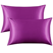 Flxxie Silk Satin Toddler Pillowcases with Envelope Closure, Ultra Soft Travel Pillow Covers, Small Pillowcases for Kids, Purple, 14" x 20", 2 Pack