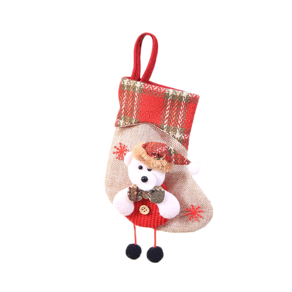 Christmas Stocking Mini Sock Santa Claus Candy Gift Bag Xmas Tree Hanging Decor 