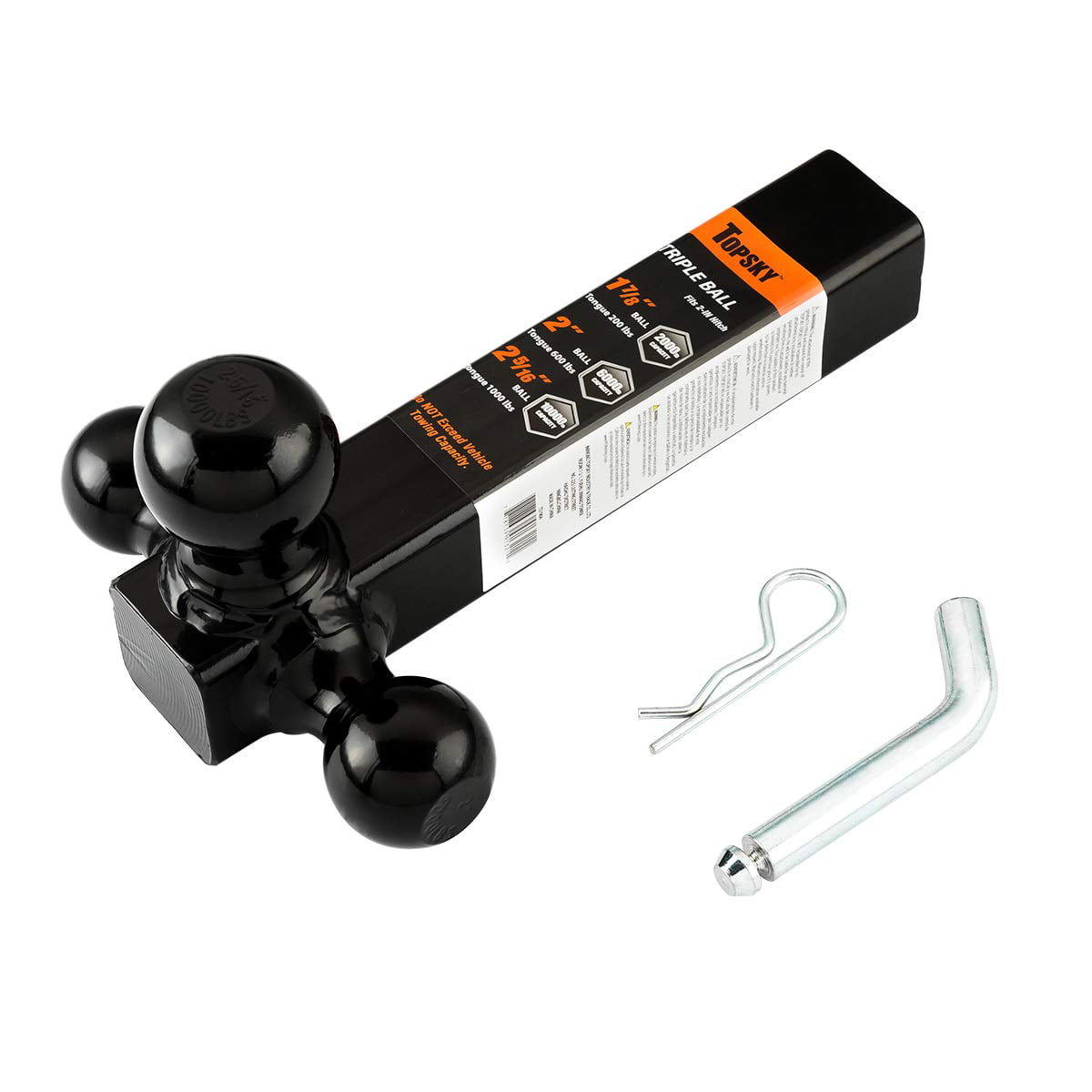 TOPSKY Trailer Hitch 1-7/8,2&2-5/16 Trailer Ball Mount with Hitch Hook & Hitch pin TS1910,Tow Hitch,Hitch Ball 