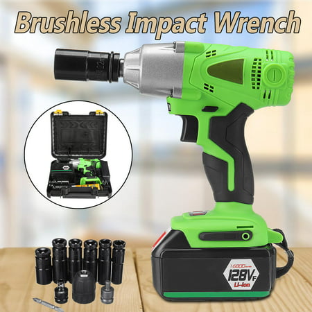 98/128VF 16800mAh 0-2500RPM Brushless Cordless Impact Wrench Drill Electric Screwdriver With Socket Set With Box (Best Cordless Impact Driver 2019)
