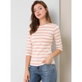 thumbnail image 3 of Disfraz de Día de San Patricio para mujer Mangas en el codo Top Cuello redondo Camiseta ajustada Camiseta estampada informal Rosa blanco M Allegra K, 3 of 6