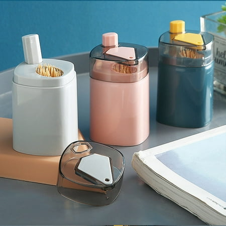 

Living Room Bedroom Toothpick Box Hotel Office Tooth Pick Large Capacity Dispenser Tabletop Dustproof Organizer Container Pink