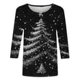 thumbnail image 4 of Womens Casual Christmas 3/4 Sleeve Tee Shirts Women Sweatshirt With Zipper Long Sweaters Trendy Zip Up Sweatshirt Cotton Fall Tops, 4 of 5
