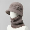 thumbnail image 2 of Winter Hats for Women Windproof Ear Protection Fleece Beret Hat Chunky Knitted Scarf 2 Piece Sets Outdoor Cold Weather 2025 42# Khaki Free, 2 of 3