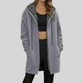 thumbnail image 2 of TTUHYWXI Womens Long Hoodies Zip Up Hoodie Fall Winter Fleece Jackets Soft Sherpa Tunic Sweatshirts Warm Long Coats (Light Gray, 3XL), 2 of 5