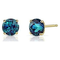 Paris Jewelry 24k Yellow Gold 2 Ct Alexandrite Round Stud Earrings Plated