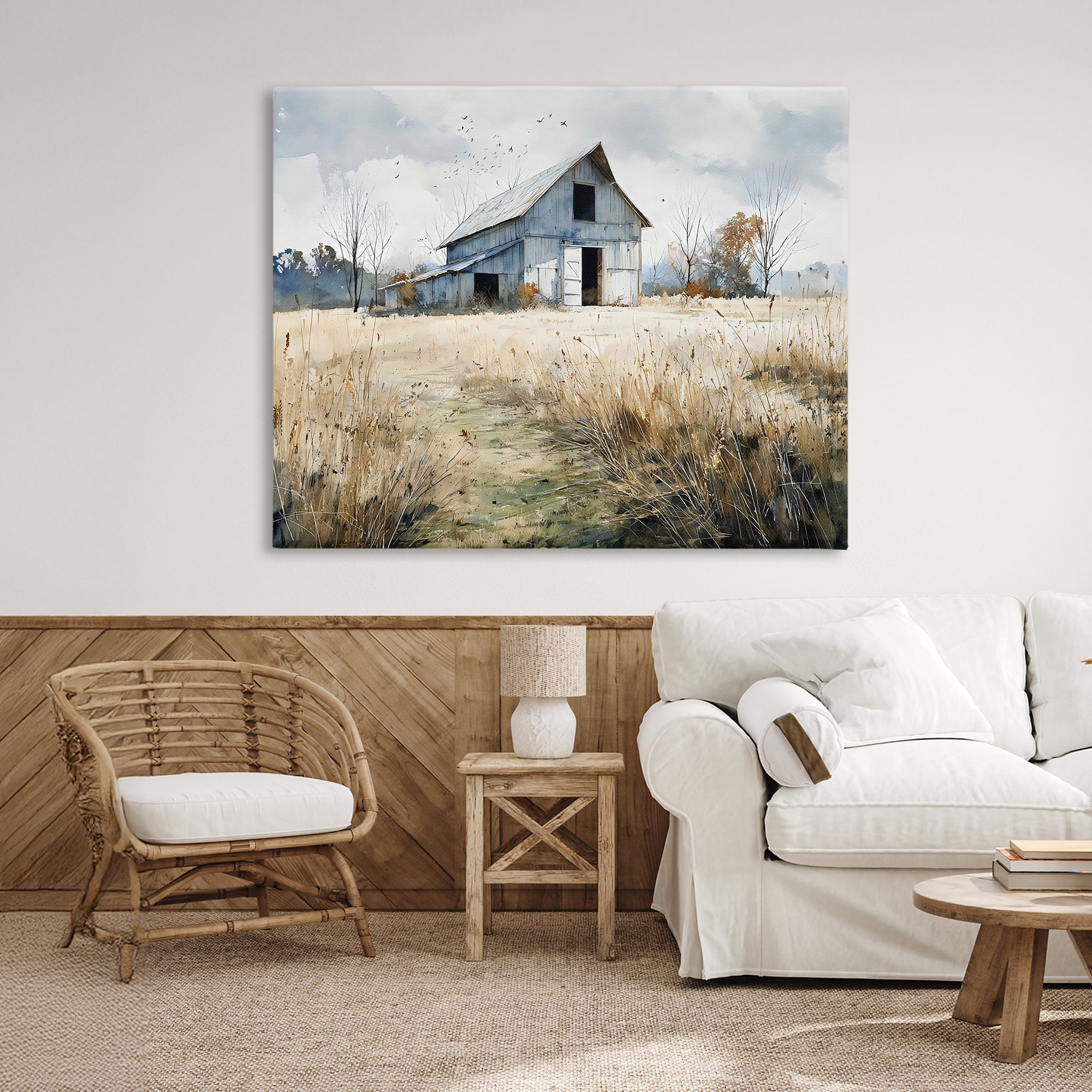 Stupell Industries Old Blue Barn in Farmland Canvas Wall Art, design by Franklyn Gregory