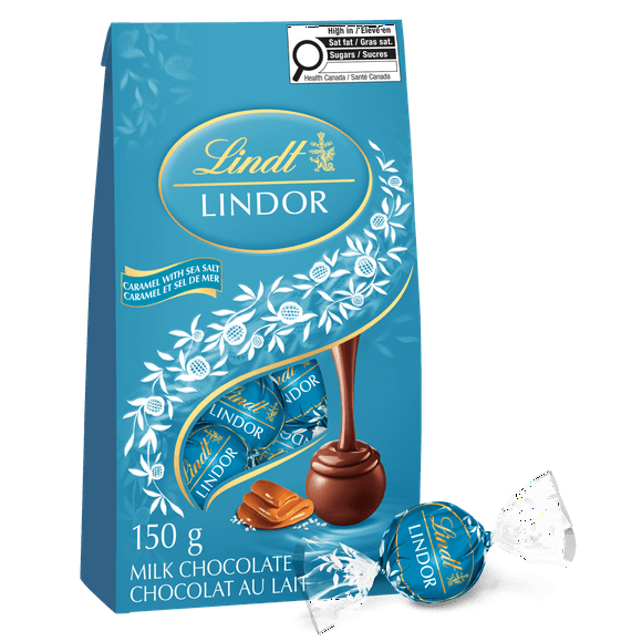Lindt LINDOR Milk Caramel Sea Salt Chocolate Truffles, 150-Gram Bag, 150g