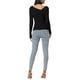 thumbnail image 3 of INSPIRE CHIC Women's Long Sleeve V Neck Chocker Slim Fit Sweater Tops Black XL, 3 of 6