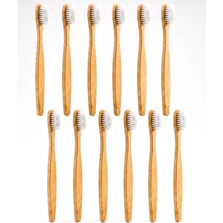 GadgetNestUSA Bamboo Toothbrush 12 Pack, Eco Friendly Soft Bristle Set, Biodegradable Wooden Handle, Natural Oral Care for Adults Kids, for Travel