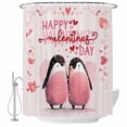 thumbnail image 2 of Pink Penguins Valentines Waterproof Fabric Shower Curtain, Red Love Heart Waterproof Fabric Shower Curtain for Bathroom Curtains Bathtubs Hotel Washable Shower Curtains with 12 Hooks Extra Long 72x84, 2 of 8