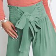 thumbnail image 4 of Pantalones De Pierna Ancha Pantalones de pierna ancha para mujer Pantalones de dama plisados ​​con cordones casuales de cintura alta (Verde S) Cgtredaw Para estrenar, 4 of 5