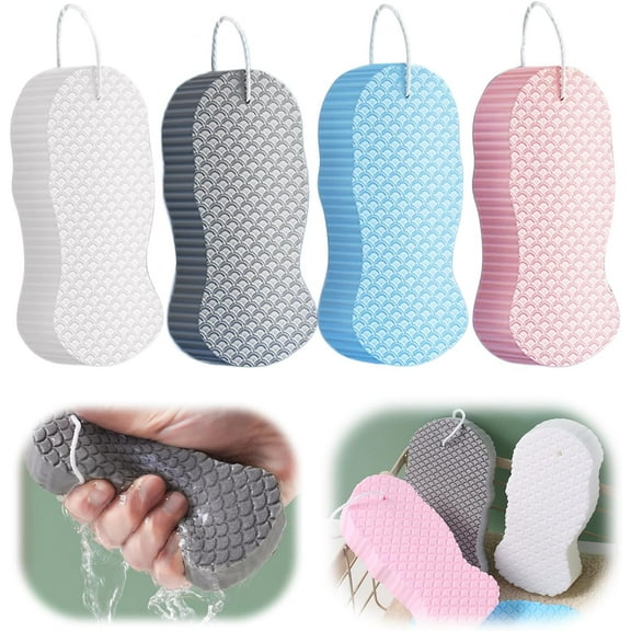 Magic Exfoliating Bath Sponge, Magic Exfoliating Body Scrubber Skin Friendly & Reusable for Adults Women and Men, 3d Bath Sponge, Exfoliating Sponges for Body 